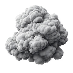 Poster - Dense Gray Smoke Cloud With Voluminous Texture Rising Into The Air Capturing The Essence Of Atmospheric Effects And Natural Phenomena Transparent background or png
