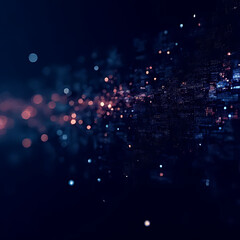 Aufkleber - Abstract digital data stream with glowing particles and bokeh lights