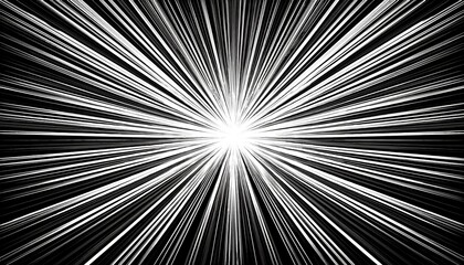 Poster - abstract black and white radial speed lines pattern in comic style illustration