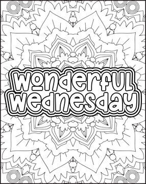 Motivational Weekly Name Coloring Page for Adults. 7 Days Name Coloring Page