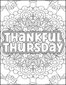 Motivational Weekly Name Coloring Page for Adults. 7 Days Name Coloring Page