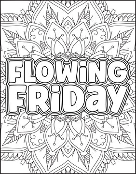 Motivational Weekly Name Coloring Page for Adults. 7 Days Name Coloring Page