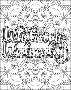 Motivational Weekly Name Coloring Page for Adults. 7 Days Name Coloring Page