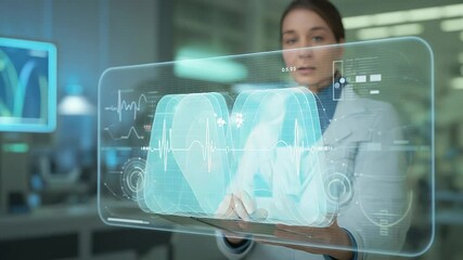Poster - Science and Innovation: A visionary scientist explores advanced medical technology. In a cutting-edge laboratory.