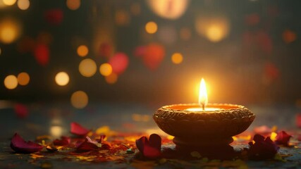 Poster - A lit candle surrounded by delicate flower petals
