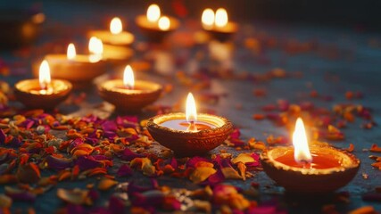 Poster - A group of lit candles sitting on a table, great for parties or special occasions