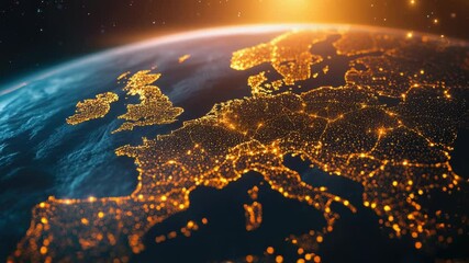 Poster - Orbital view of Europe illuminated by city lights and stars