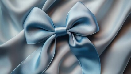 Aufkleber - Close up shot of a blue bow made from satin material