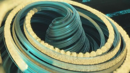Poster - Swirling Rings of Technological Sophistication: A mesmerizing 3D rendering of concentric, looping ribbons, suggesting a complex network of information flow.