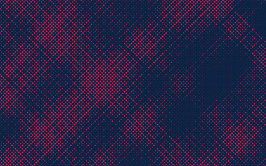Fototapete - Grunge halftone gradient background. Faded grit noise texture. Red and blue dotted wallpaper. Retro pixelated backdrop. Anime or manga style comic overlay. Vector graphic design textured template	