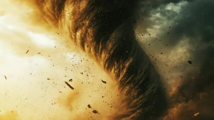 Wall Mural - a powerful tornado forms and rises into the air, ready to wreak havoc