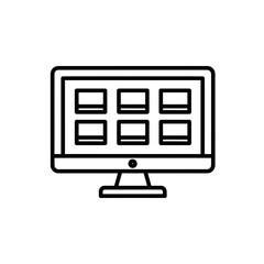 Fototapete - Cloud computing icon with grid layout on monitor screen