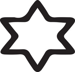 Aufkleber - A simple graphic illustration of a six pointed star outline in black against a white background design element