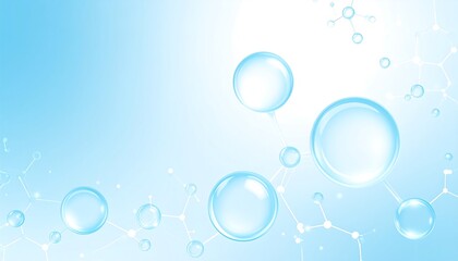 Aufkleber - Abstract blue bubbles and molecular structure.