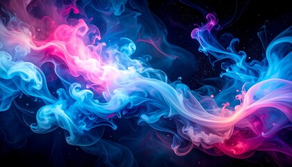 Aufkleber - Abstract colorful smoke with dark background.