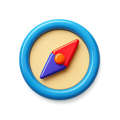 Poster - 3D Render of a Colorful Compass Icon on Beige Background