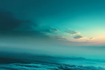 Poster - Serene teal and aqua ombre abstract background, perfect for design projects needing a calming and elegant backdrop.