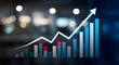 © youns - Una flecha que apunta hacia arriba en un gráfico de barras financieras, que simboliza el crecimiento positivo, la mejora del mercado y las estrategias de inversión exitosas.