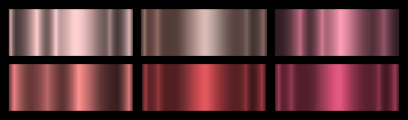 Aufkleber - A set of red and terracotta gradients on a black background. Metallic gradient effects for text and infographic design. Vector illustration.