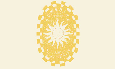 Wall Mural - Abstract sunshine artwork. Summer good vibes vector graphic design for apparel, posters, background and others. Here comes the sun.