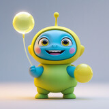 ittle man holds a mobile phone