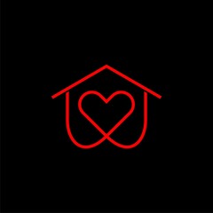 Aufkleber - House heart shape icon isolated on black background