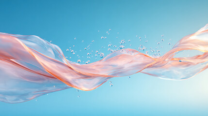 Aufkleber - Flowing transparent cloth with water surface 3d rendering.