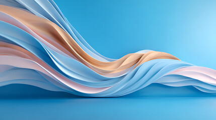 Aufkleber - Abstract blue gradient curve glass background 3d rendering.