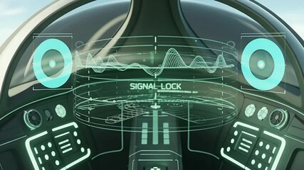 Poster - Futuristic Cockpit: Dive into the interior of a state-of-the-art cockpit, illuminated by an ambient glow, showcasing intricate display panels and futuristic design elements.
