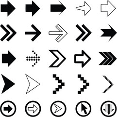 Aufkleber - Collection of various arrow icons in different styles and designs ideal for ui ux design concepts and navigation symbols on white background
