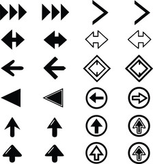Aufkleber - Collection of various vector arrows in black and white designs for directional navigation and user interface elements in modern designs