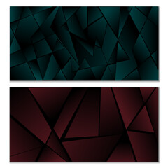 Poster - Abstract polygonal pattern. Set of two dark gradient polygonal backgrounds. Background design, cover, postcard, banner, wallpaper