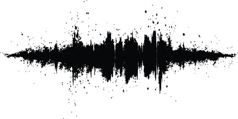 Aufkleber - Black audio wave illustration. Vector brush grunge texture rough black scratches splatter grunge distressed background.
