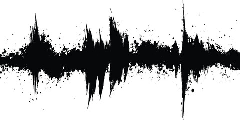 Aufkleber - Black audio wave illustration. Vector brush grunge texture rough black scratches splatter grunge distressed background.