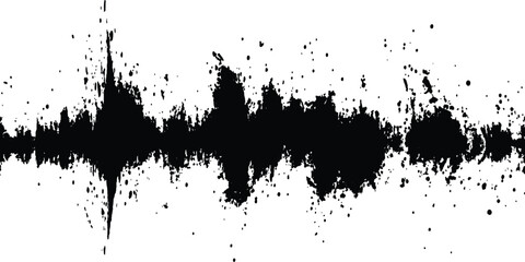 Aufkleber - Black audio wave illustration. Vector brush grunge texture rough black scratches splatter grunge distressed background.