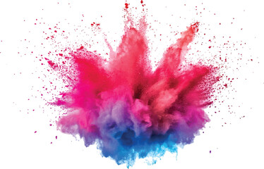 Aufkleber - Colorful powder exploding on transparent background. Explosive burst of multicolored powder spreading in all directions on a white background,