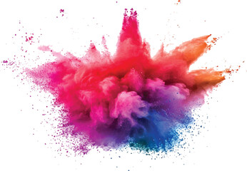 Aufkleber - Colorful powder exploding on transparent background. Explosive burst of multicolored powder spreading in all directions on a white background,