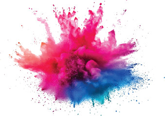 Aufkleber - Colorful powder exploding on transparent background. Explosive burst of multicolored powder spreading in all directions on a white background,