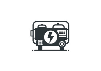 Aufkleber - Illustration of a black generator with a lightning bolt on a white background simple design