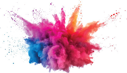 Aufkleber - Colorful powder exploding on transparent background. Explosive burst of multicolored powder spreading in all directions on a white background,
