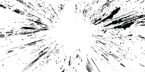 Poster - Abstract explosion, radial burst of Ink splatter effect isolated on white background. Dynamic charcoal burst explosion, isolated on transparent background.