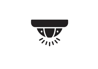 Aufkleber - Illustration of a black security camera with radiating lines on a white background in simple style