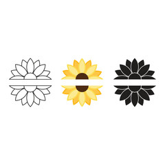 Poster - Sunflower Text Frame Set Vector Design.
