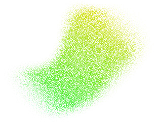 Poster - Dotted noisy shape. Diffuse colored abstract stipple wavy spot. Fluid textured neon spot. Grunge brushstroke