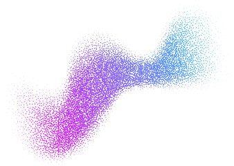 Poster - Dotted noisy shape. Diffuse colored abstract stipple wavy spot. Fluid textured neon spot. Grunge brushstroke