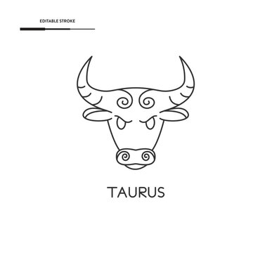 Taurus Zodiac Icon Vector Design.