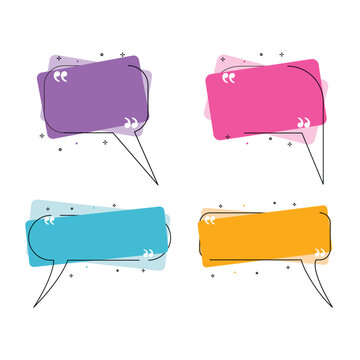 Text Box Quote Speech Bubble Icon Set Vector Design.