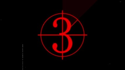 Poster - red film countdown timer with display noise and circular target design