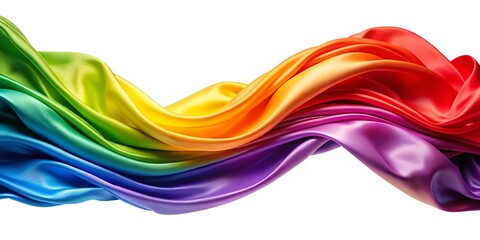 Poster - A flowing rainbow fabric with smooth curves isolated on white background