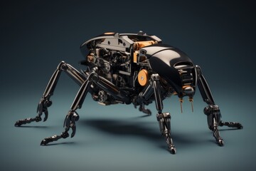 Poster - Minimalist design of a robotic ant showcased against a clean and simplistic background for clarity